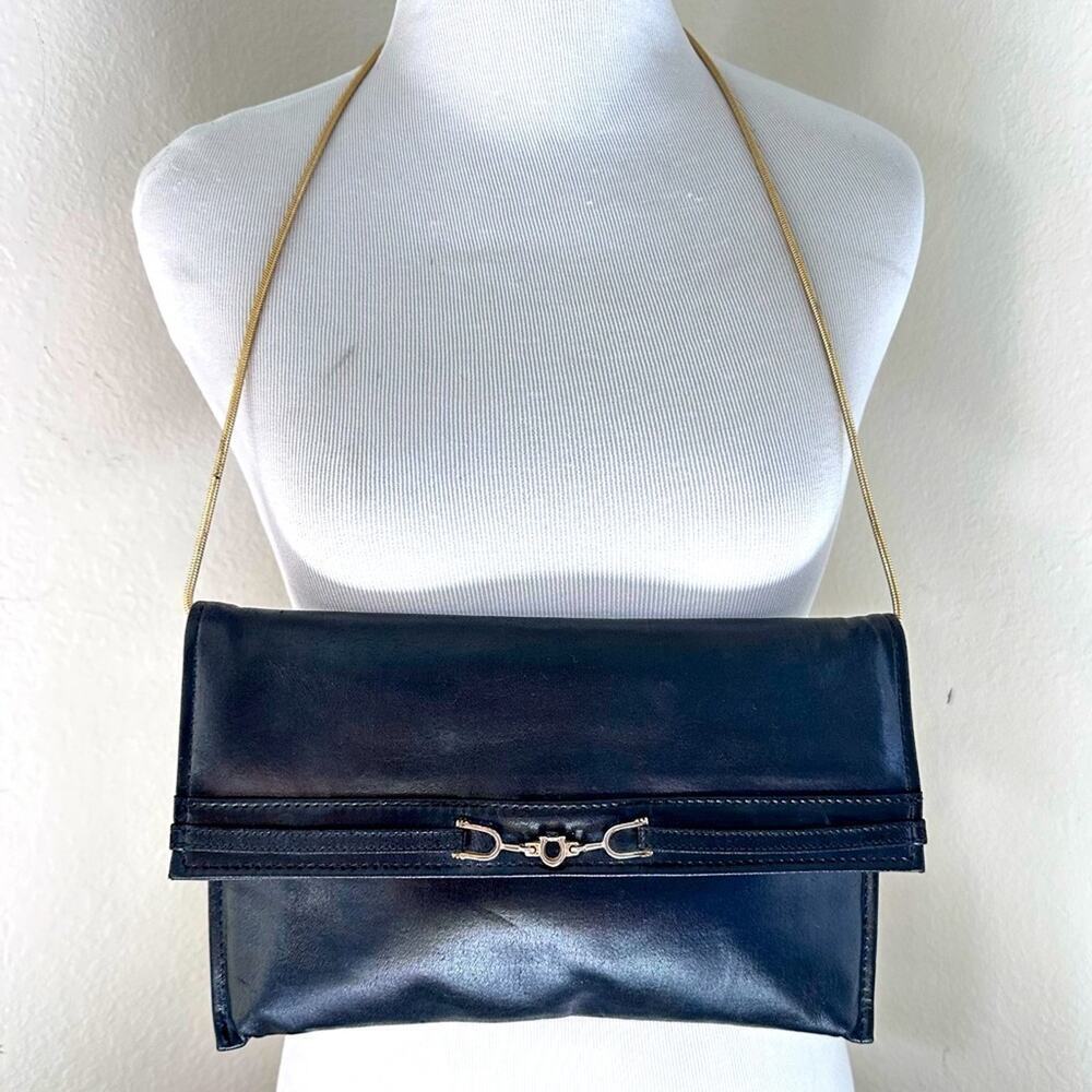 Maryann Rosenfeld Vintage 1980s Shoulder Black Leather Purse
